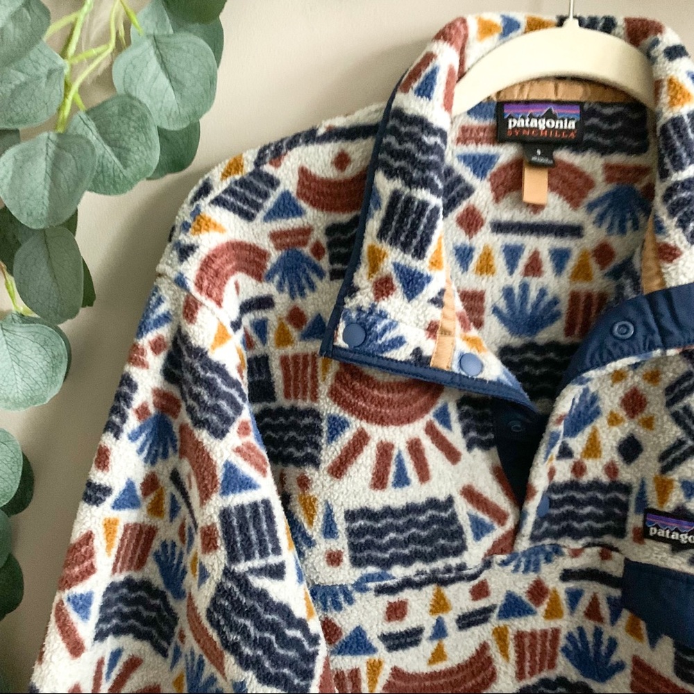 PATAGONIA Rare Protected Peaks Synchilla Pullover Size Small collectable - Picture 2 of 9